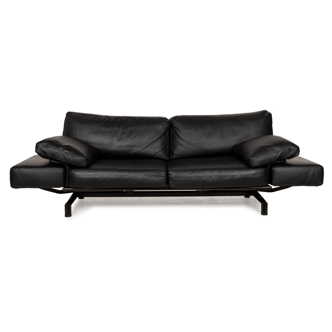 WK Wohnen Gaetano 687 Leder Zweisitzer Schwarz Sofa Couch manuelle Funktion Relaxfunktion