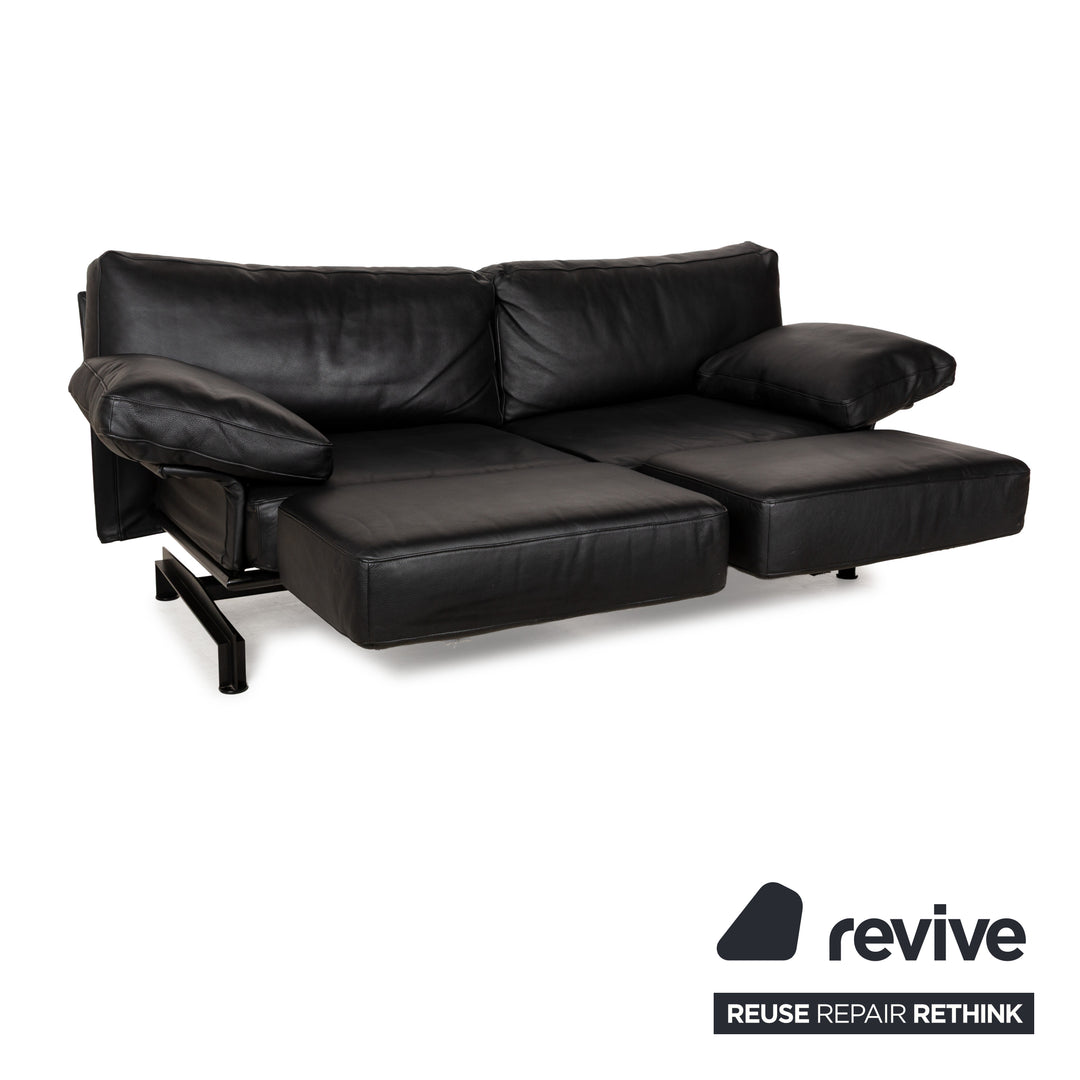 WK Wohnen Gaetano 687 Leder Zweisitzer Schwarz Sofa Couch manuelle Funktion Relaxfunktion