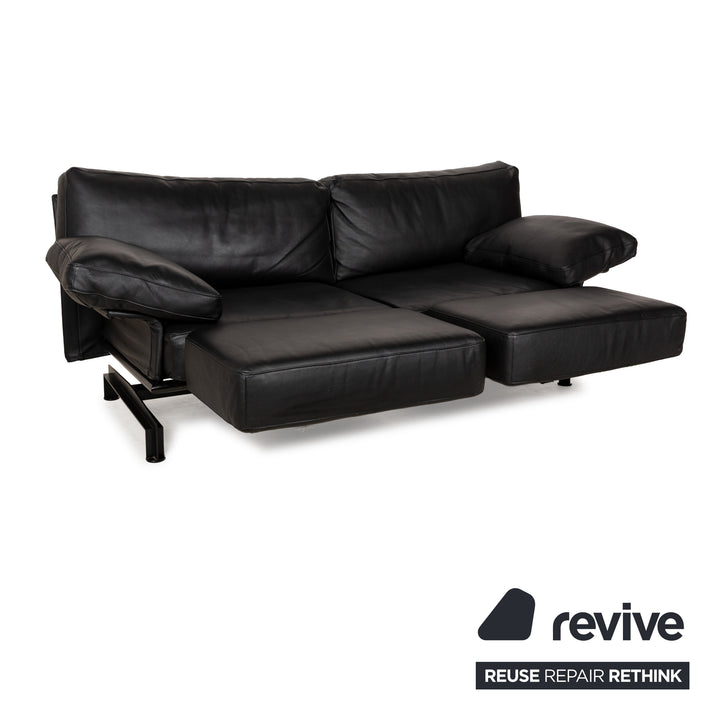 WK Wohnen Gaetano 687 Leder Zweisitzer Schwarz Sofa Couch manuelle Funktion Relaxfunktion