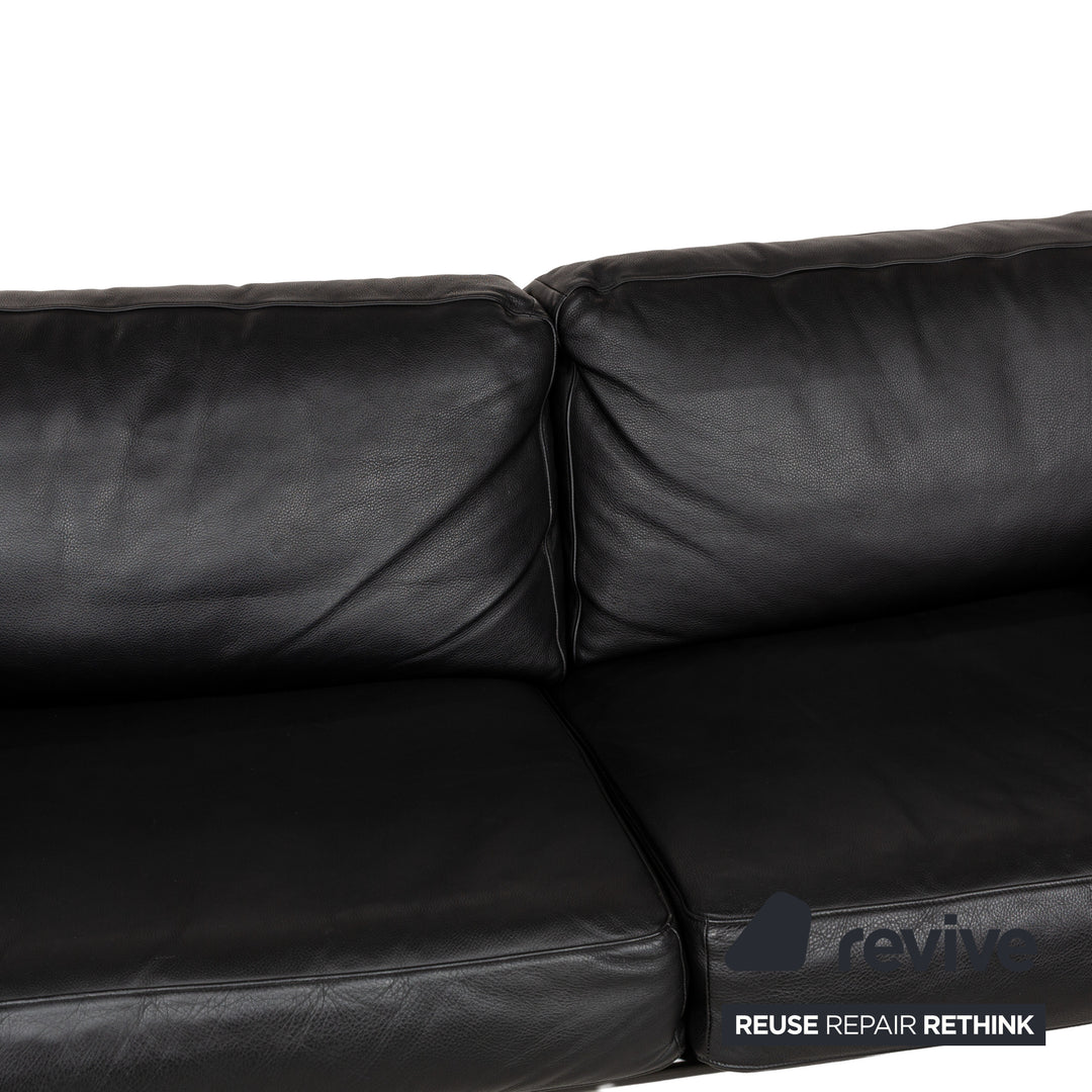 WK Wohnen Gaetano 687 Leder Zweisitzer Schwarz Sofa Couch manuelle Funktion Relaxfunktion