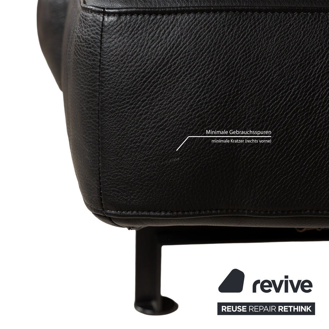 WK Wohnen Gaetano 687 Leder Zweisitzer Schwarz Sofa Couch manuelle Funktion Relaxfunktion
