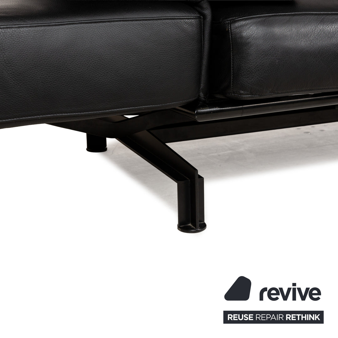 WK Wohnen Gaetano 687 Leder Zweisitzer Schwarz Sofa Couch manuelle Funktion Relaxfunktion