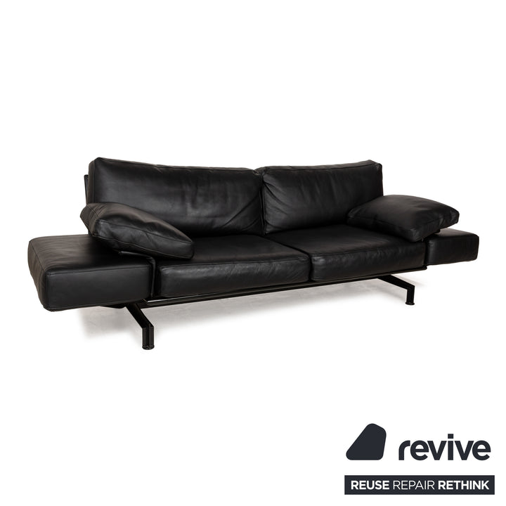 WK Wohnen Gaetano 687 Leder Zweisitzer Schwarz Sofa Couch manuelle Funktion Relaxfunktion