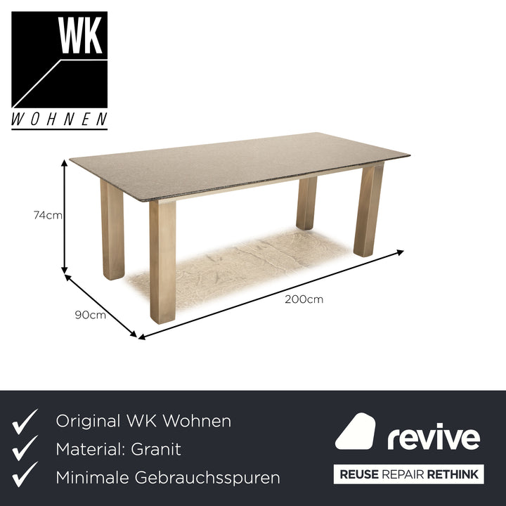 WK Wohnen Table à manger en granit gris bleu perle pierre