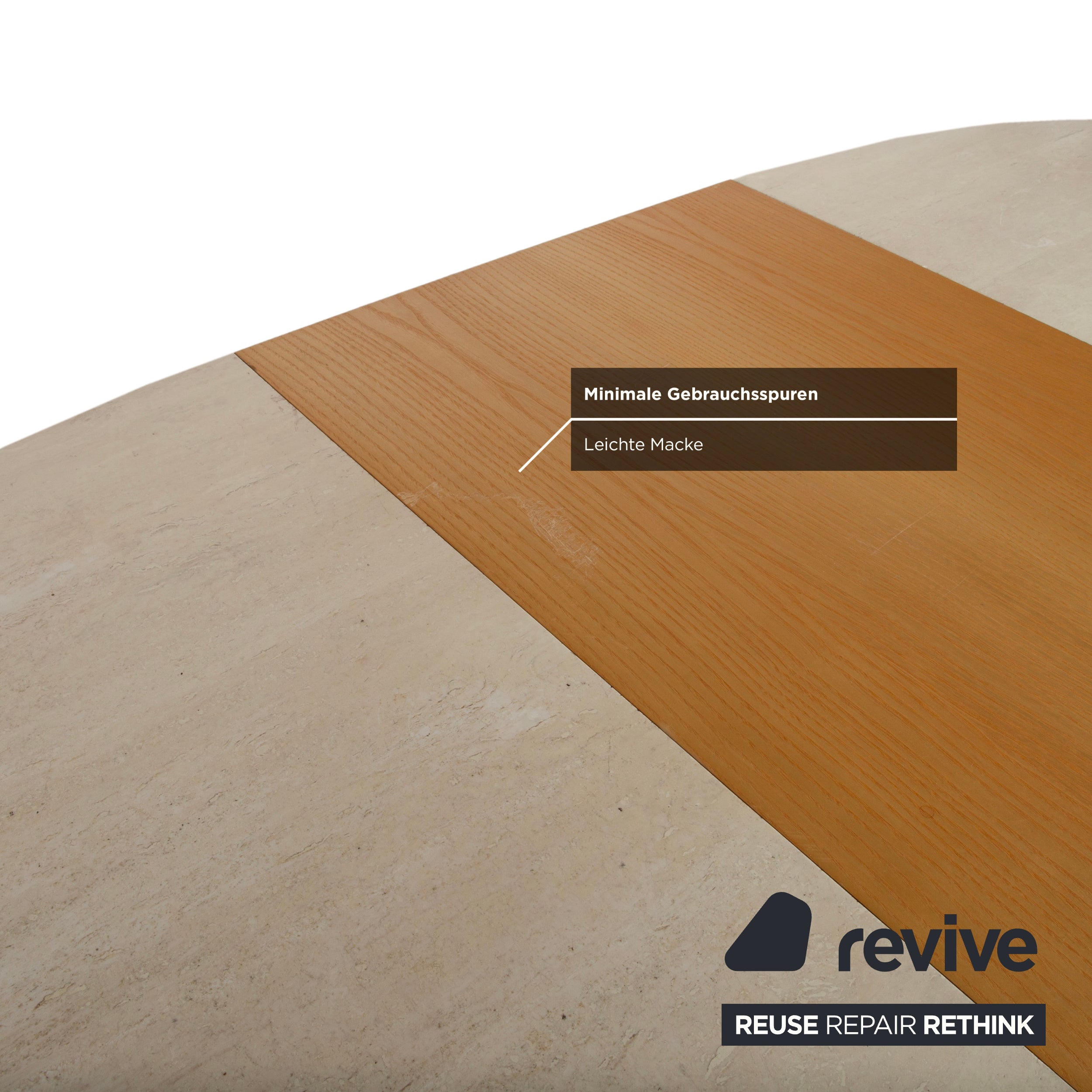 WK Wohnen Holz Esstisch Stein Travertine Creme Weiß manuelle Ausziehfunktion
