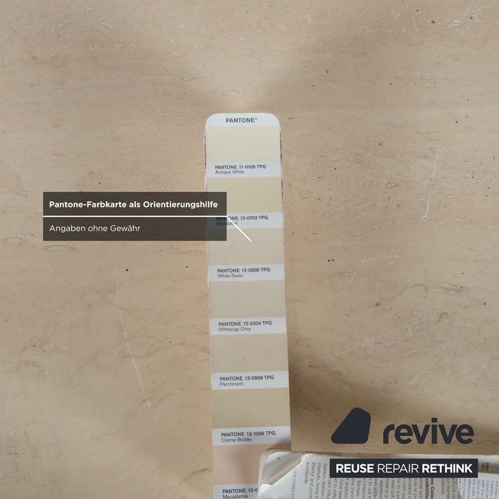 WK Wohnen Holz Esstisch Stein Travertine Creme Weiß manuelle Ausziehfunktion