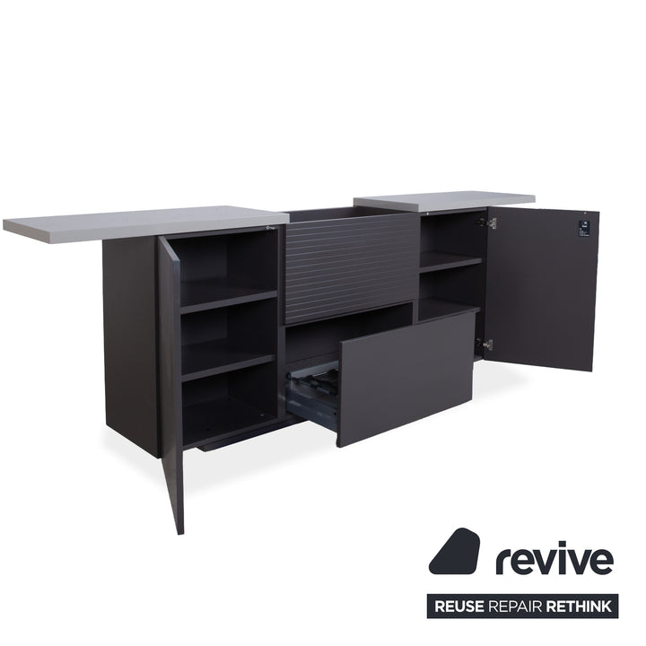 WK Wohnen Holz Sideboard Anthrazit manuelle Funktion inklusive Beleuchtung