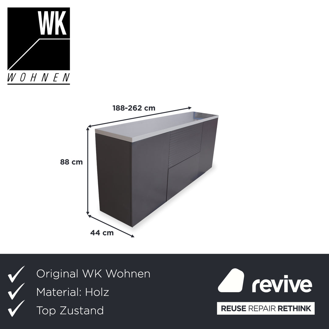 WK Wohnen Holz Sideboard Anthrazit manuelle Funktion inklusive Beleuchtung