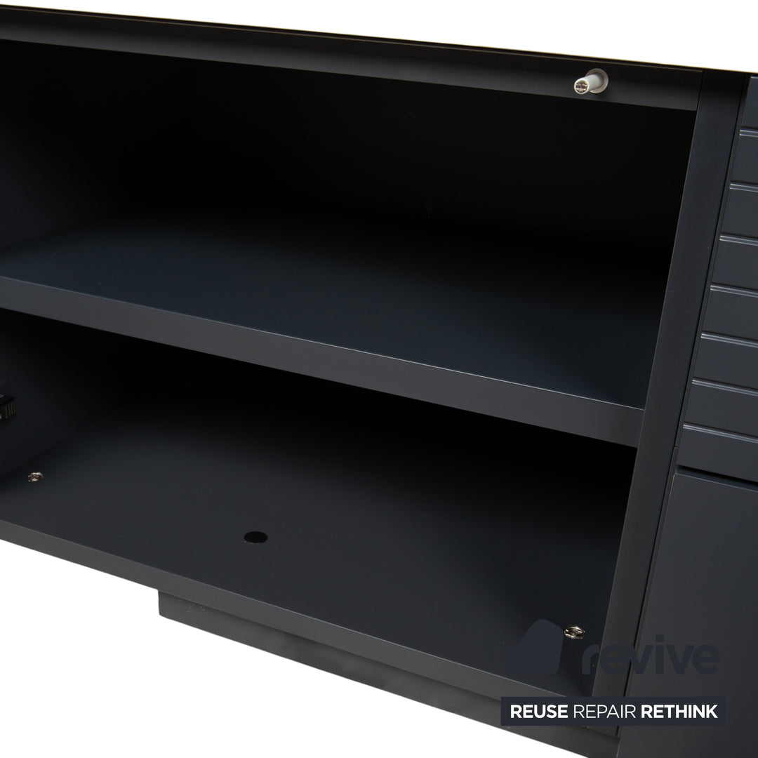 WK Wohnen Holz Sideboard Anthrazit Hellgrau Weiß manuelle Funktion inklusive Beleuchtung