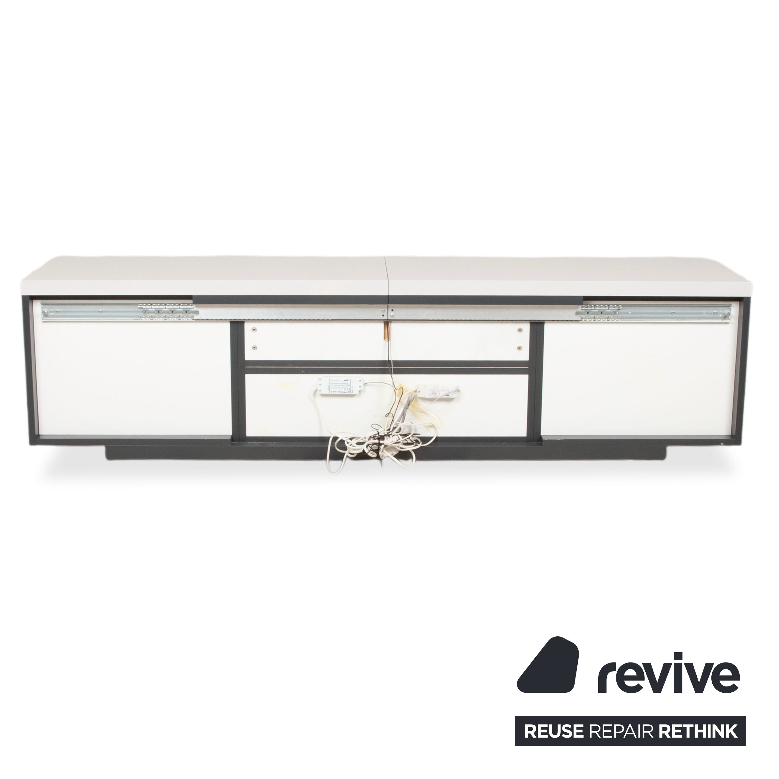 WK Wohnen Wooden Sideboard Anthracite Light Grey White manual function including lighting