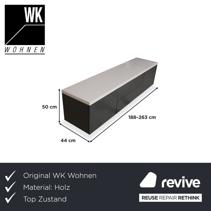 WK Wohnen Holz Sideboard Anthrazit Hellgrau Weiß manuelle Funktion inklusive Beleuchtung