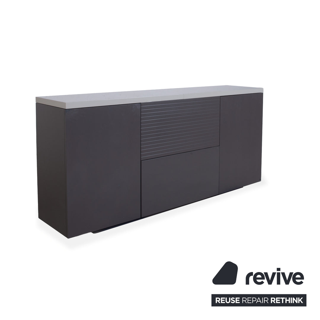 WK Wohnen Holz Sideboard Anthrazit manuelle Funktion inklusive Beleuchtung
