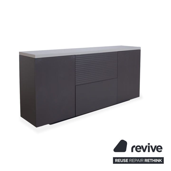 WK Wohnen Holz Sideboard Anthrazit manuelle Funktion inklusive Beleuchtung