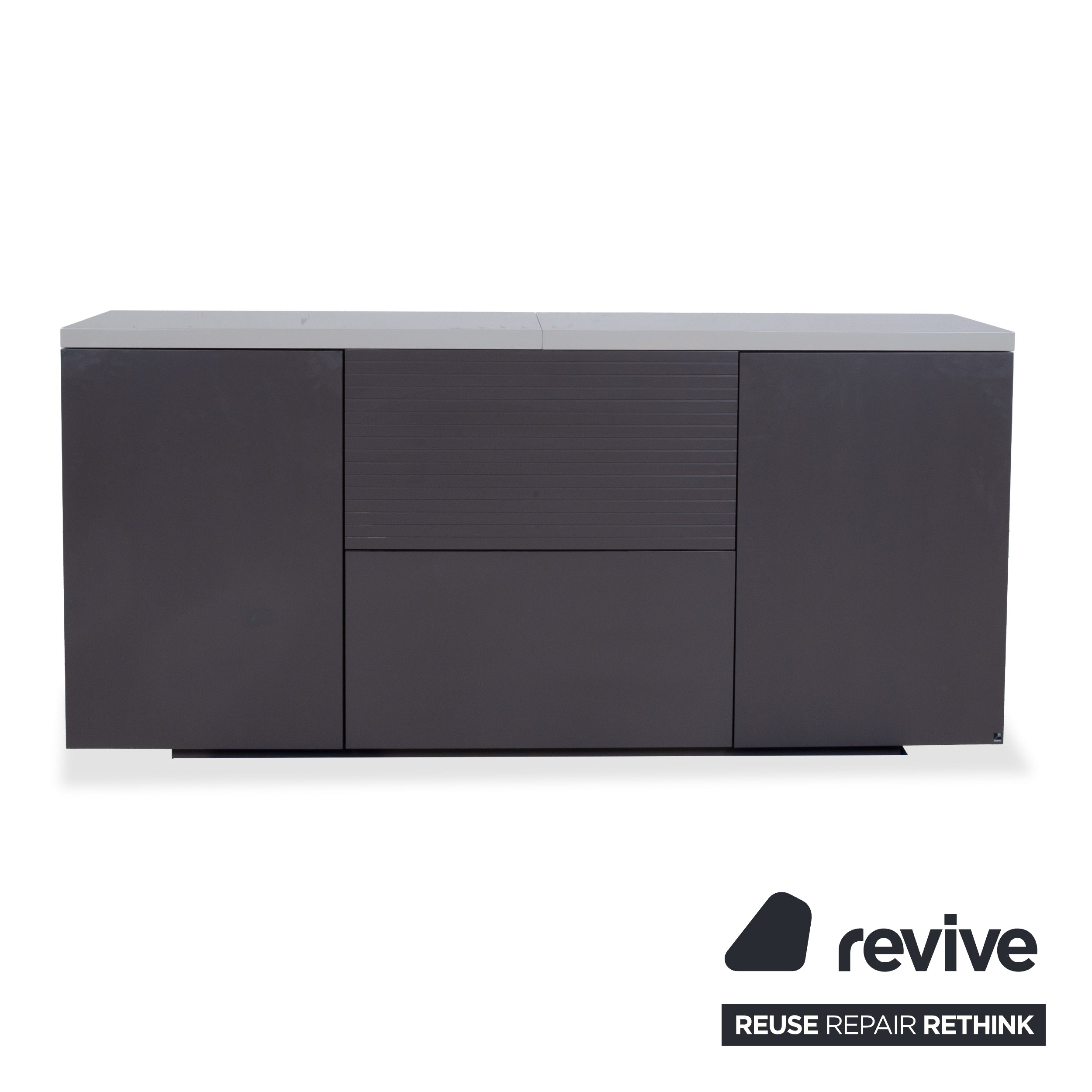WK Wohnen Holz Sideboard Anthrazit manuelle Funktion inklusive Beleuchtung