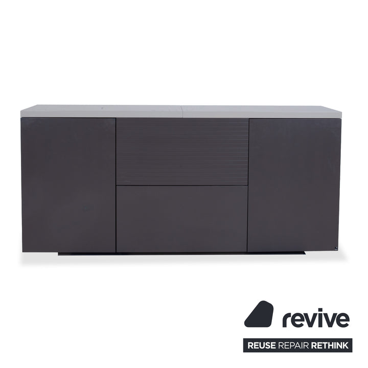 WK Wohnen Holz Sideboard Anthrazit manuelle Funktion inklusive Beleuchtung
