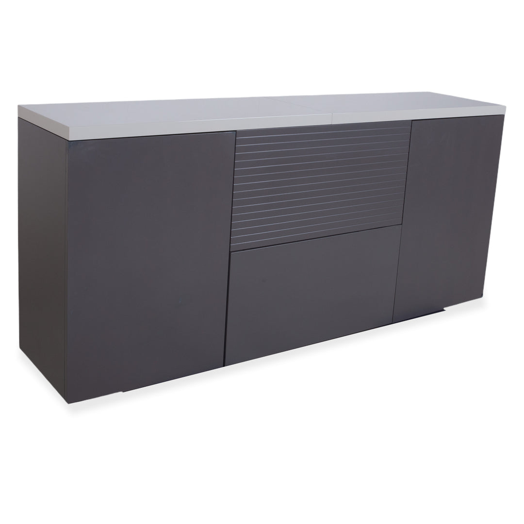 WK Wohnen Holz Sideboard Anthrazit manuelle Funktion inklusive Beleuchtung