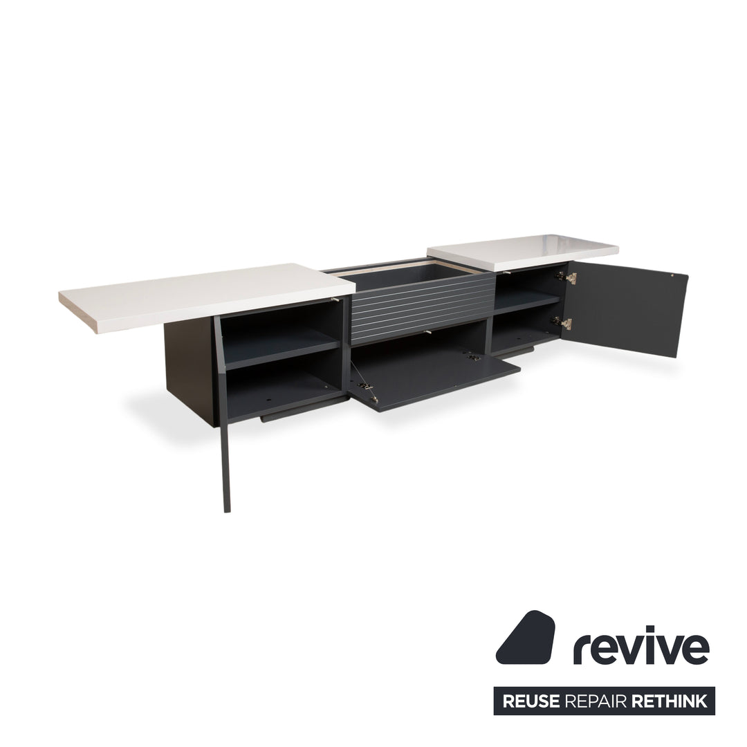 WK Wohnen Holz Sideboard Anthrazit Hellgrau Weiß manuelle Funktion inklusive Beleuchtung