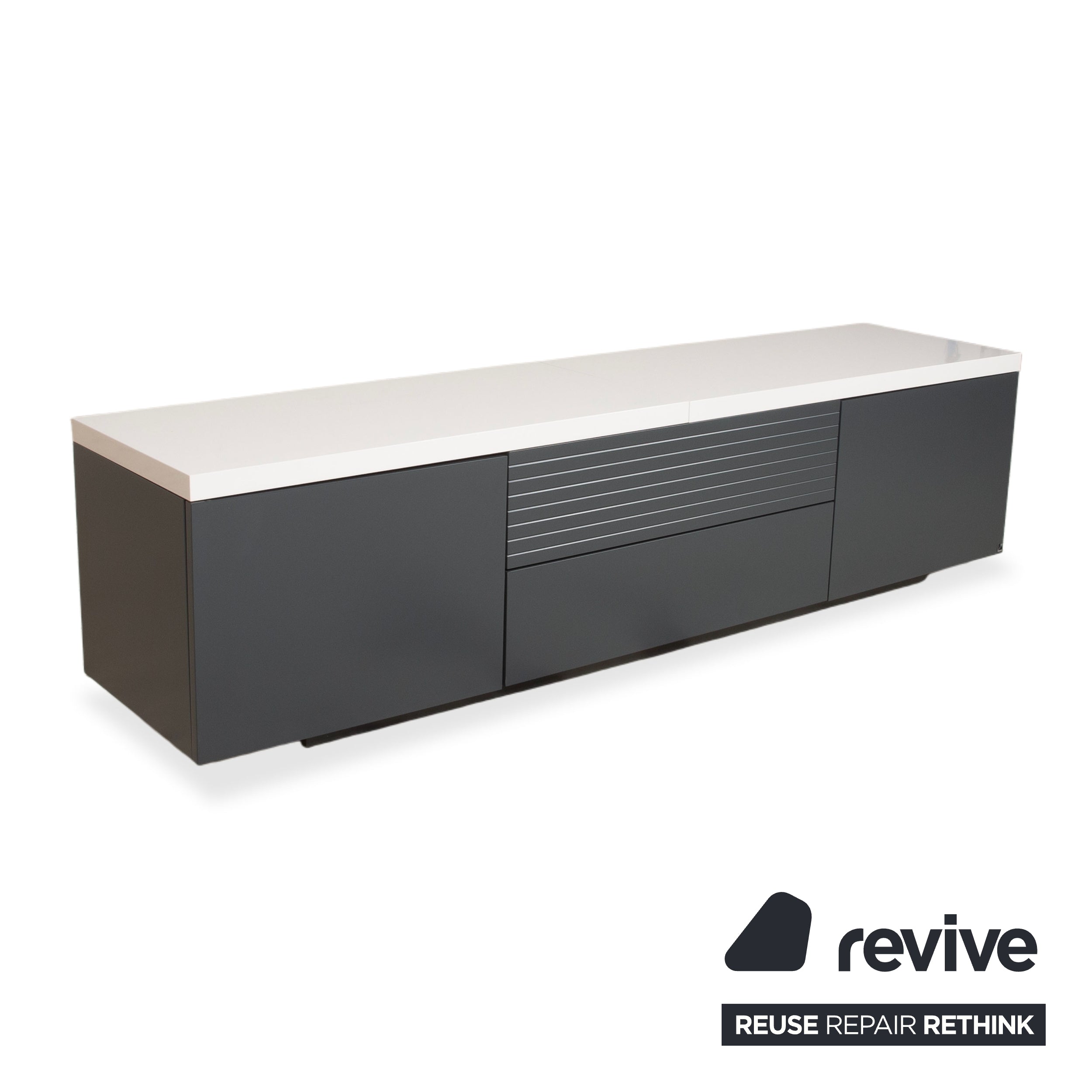 WK Wohnen Wooden Sideboard Anthracite Light Grey White manual function including lighting