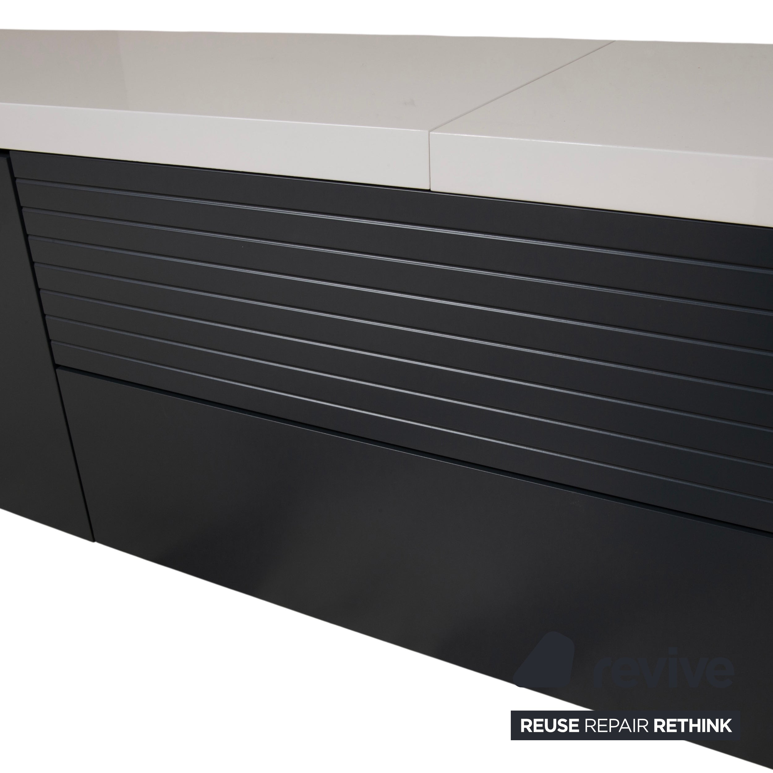 WK Wohnen Wooden Sideboard Anthracite Light Grey White manual function including lighting