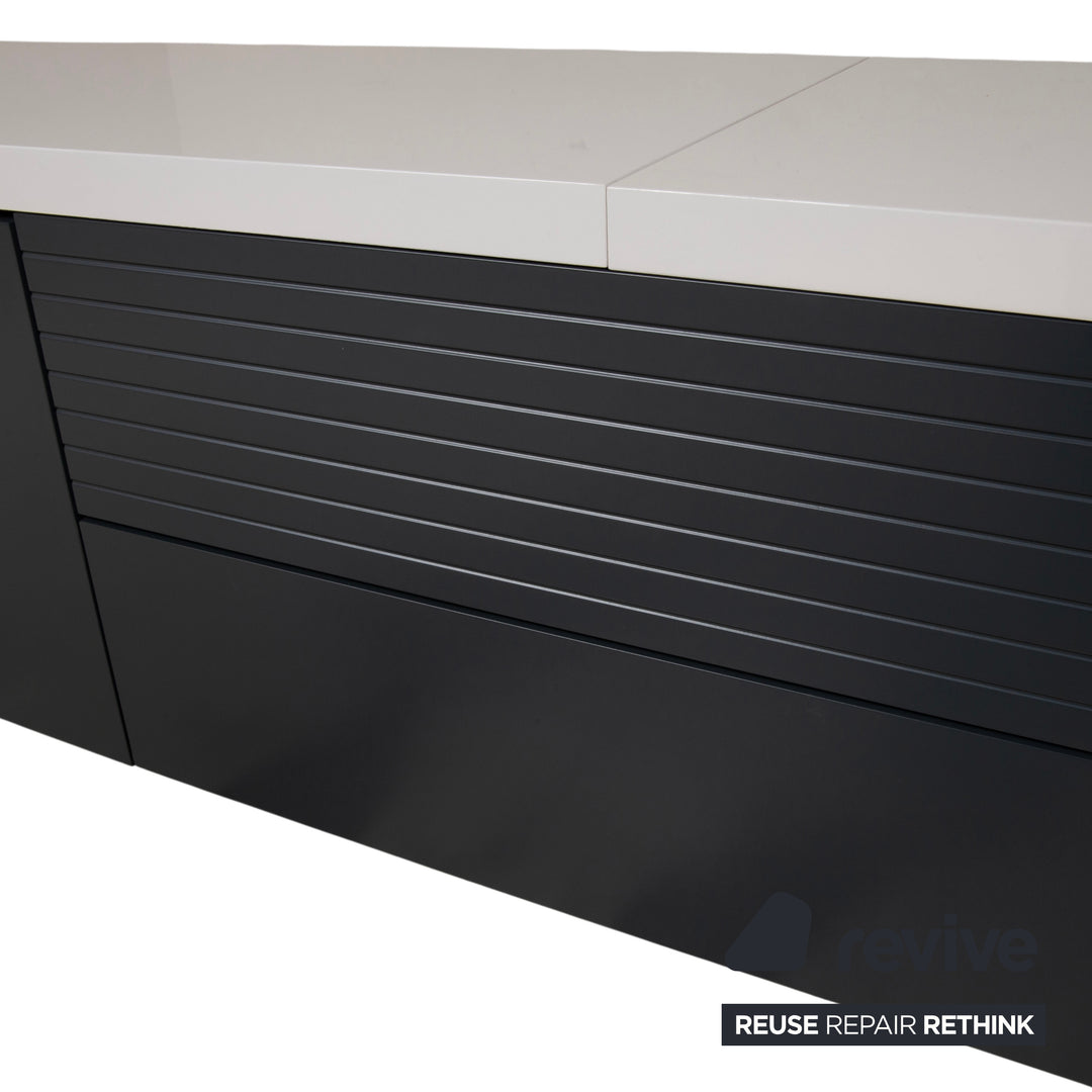 WK Wohnen Holz Sideboard Anthrazit Hellgrau Weiß manuelle Funktion inklusive Beleuchtung