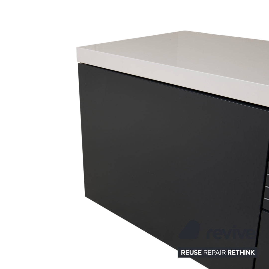 WK Wohnen Holz Sideboard Anthrazit Hellgrau Weiß manuelle Funktion inklusive Beleuchtung