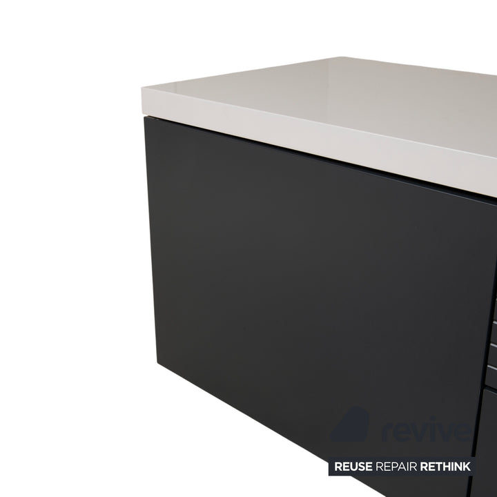 WK Wohnen Holz Sideboard Anthrazit Hellgrau Weiß manuelle Funktion inklusive Beleuchtung