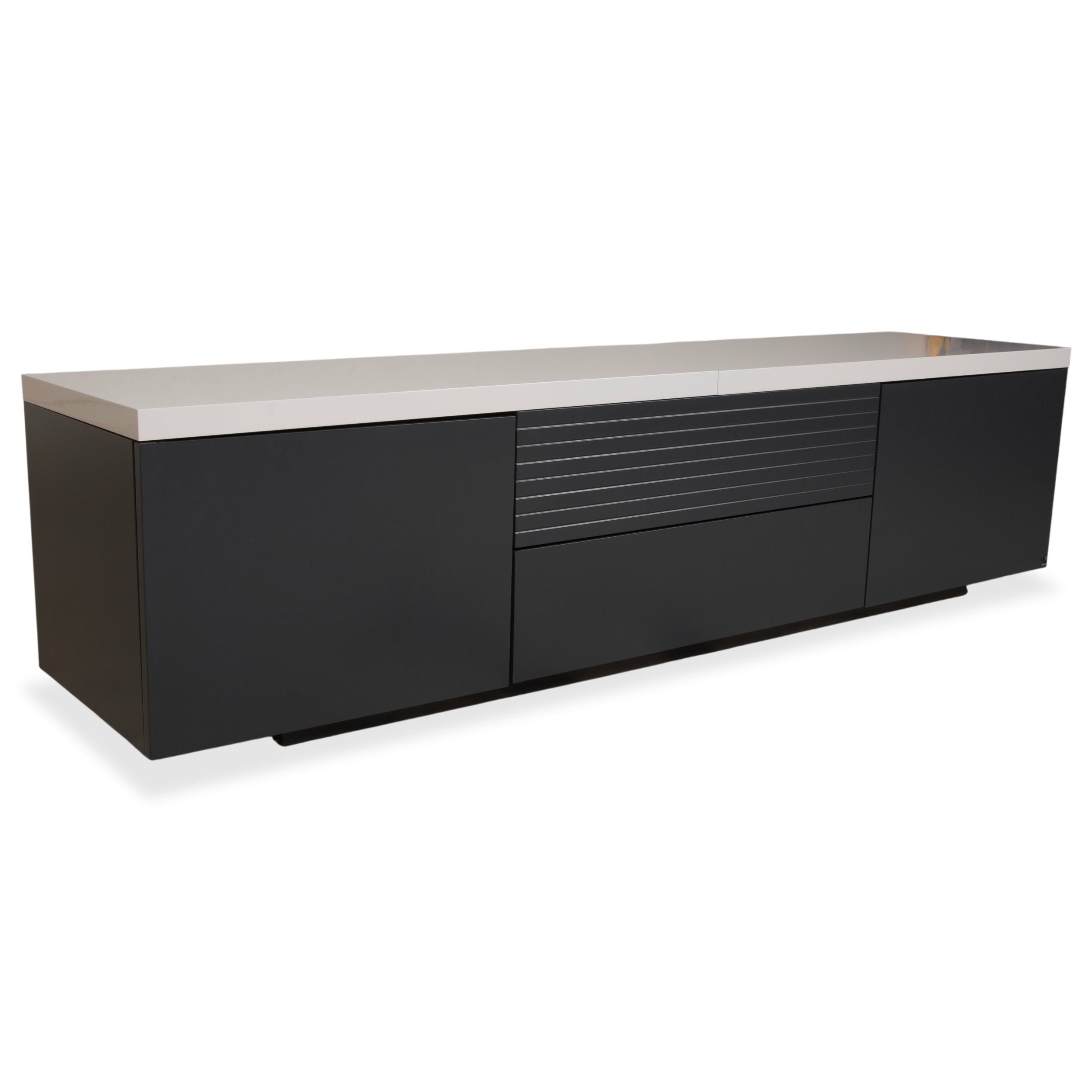 WK Wohnen Wooden Sideboard Anthracite Light Grey White manual function including lighting