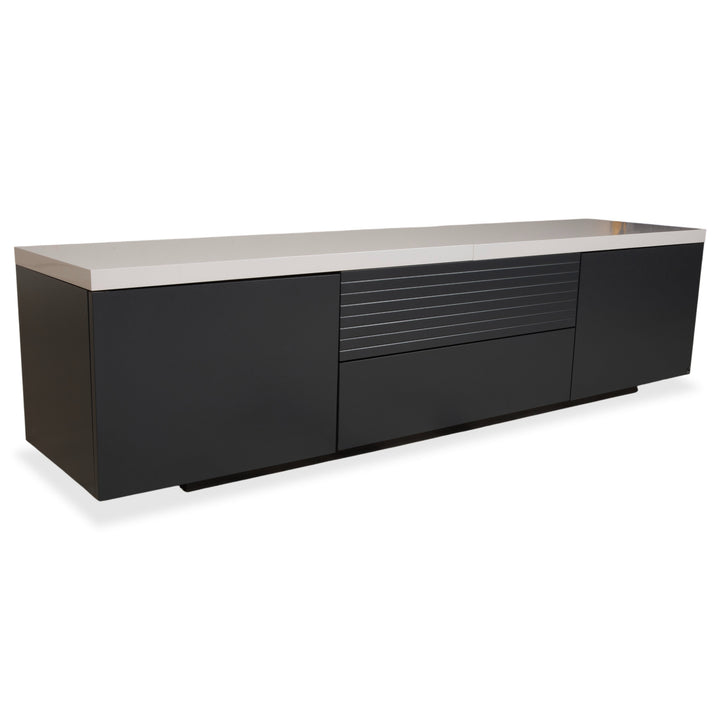 WK Wohnen Holz Sideboard Anthrazit Hellgrau Weiß manuelle Funktion inklusive Beleuchtung