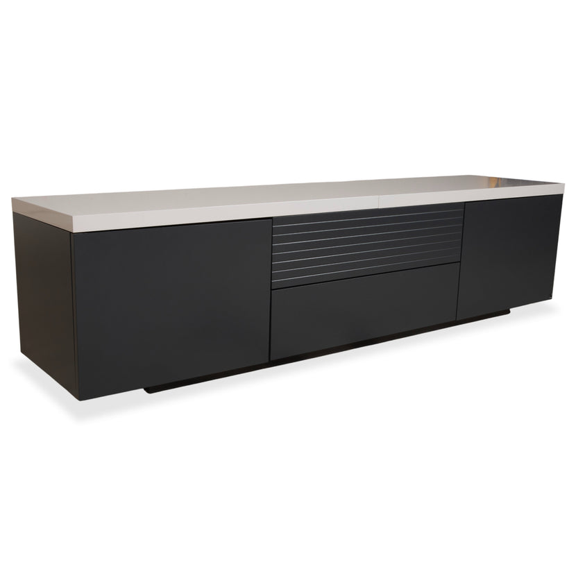 WK Wohnen Wooden Sideboard Anthracite Light Grey White manual function including lighting