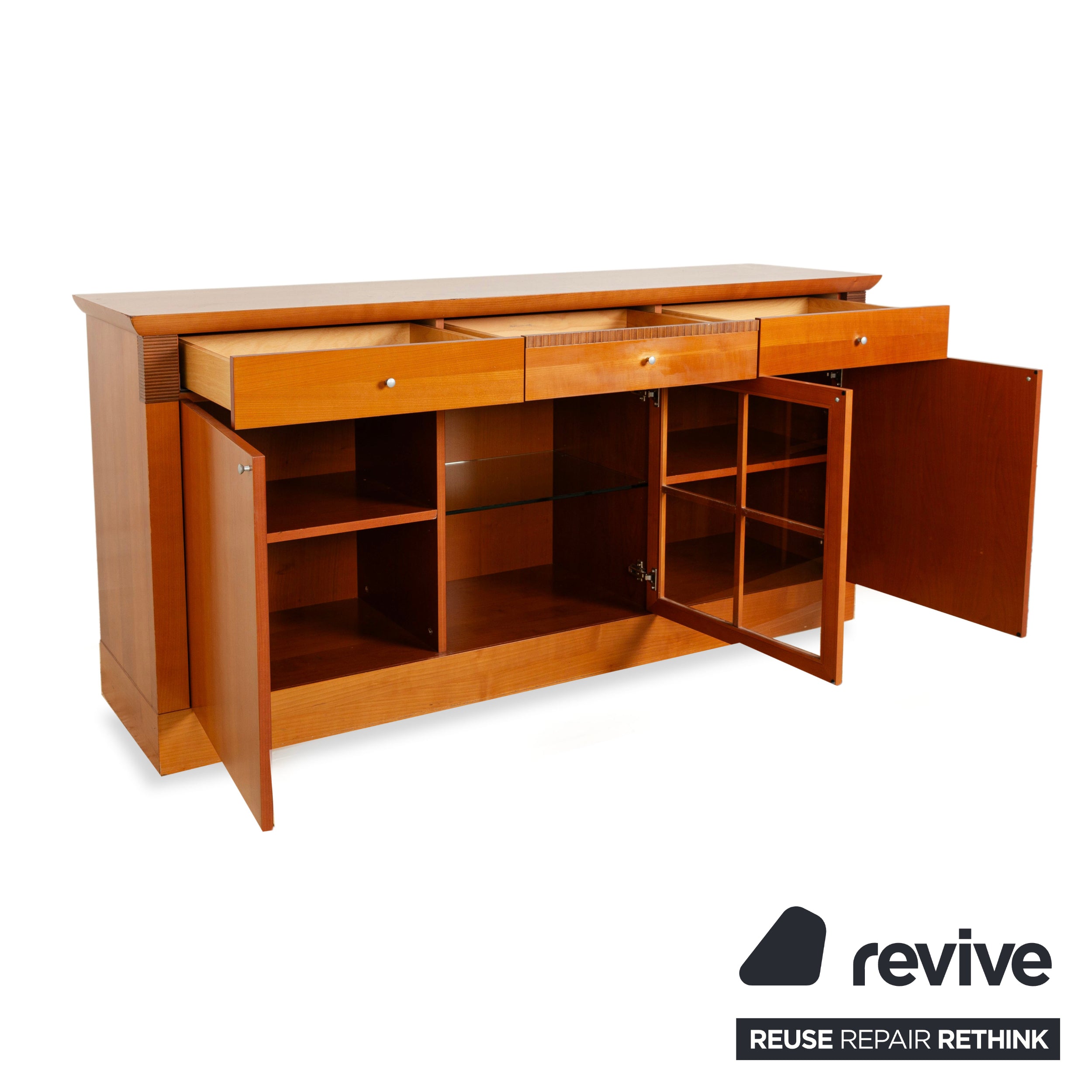 WK Wohnen Holz Sideboard Braun Innenbeleuchtung