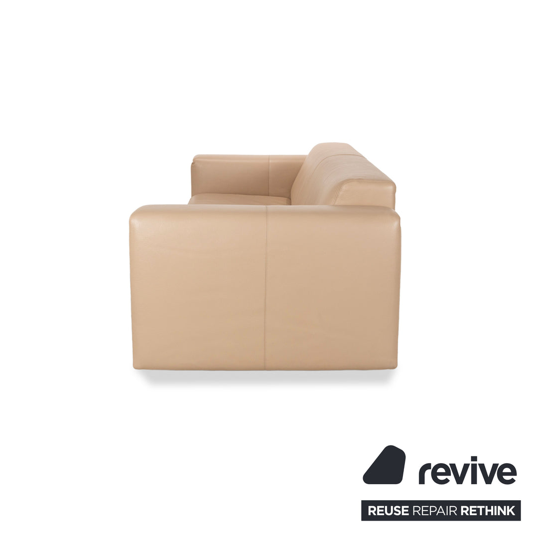 Canapé 3 places en cuir beige crème WK Wohnen