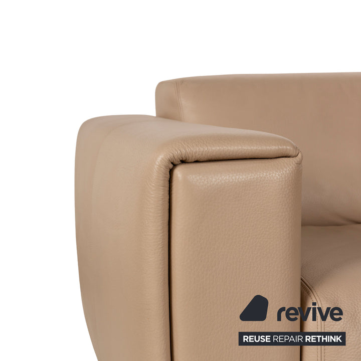 Canapé 3 places en cuir beige crème WK Wohnen
