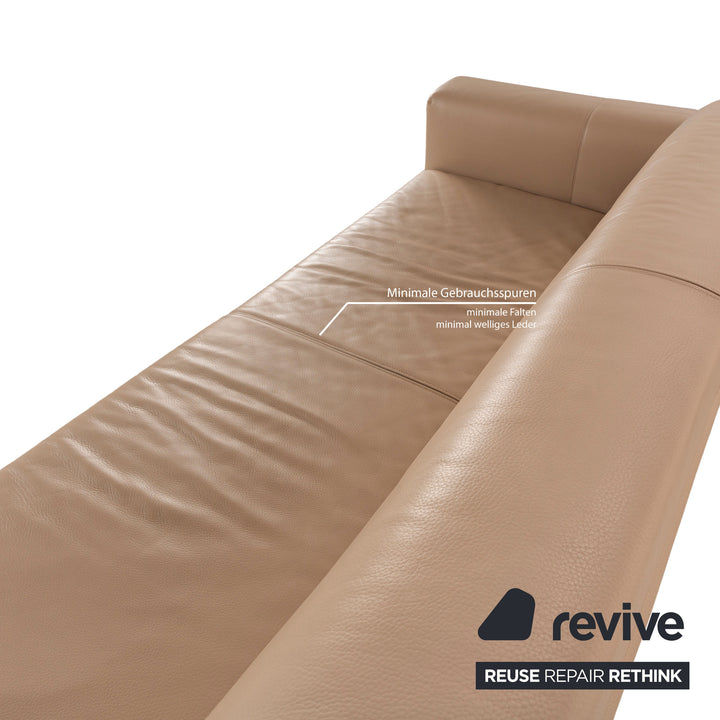 Canapé 3 places en cuir beige crème WK Wohnen