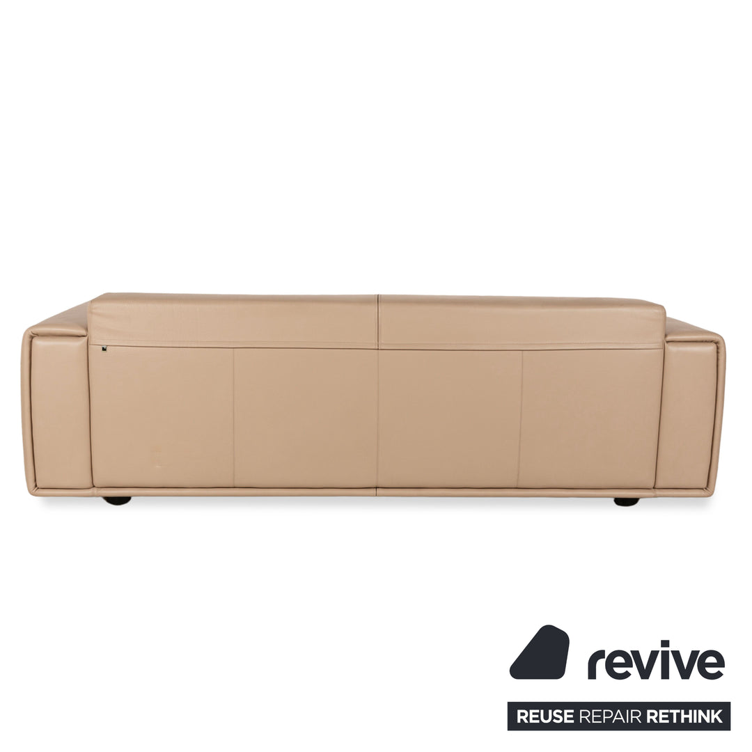 WK Wohnen Leder Dreisitzer Beige Creme Sofa Couch