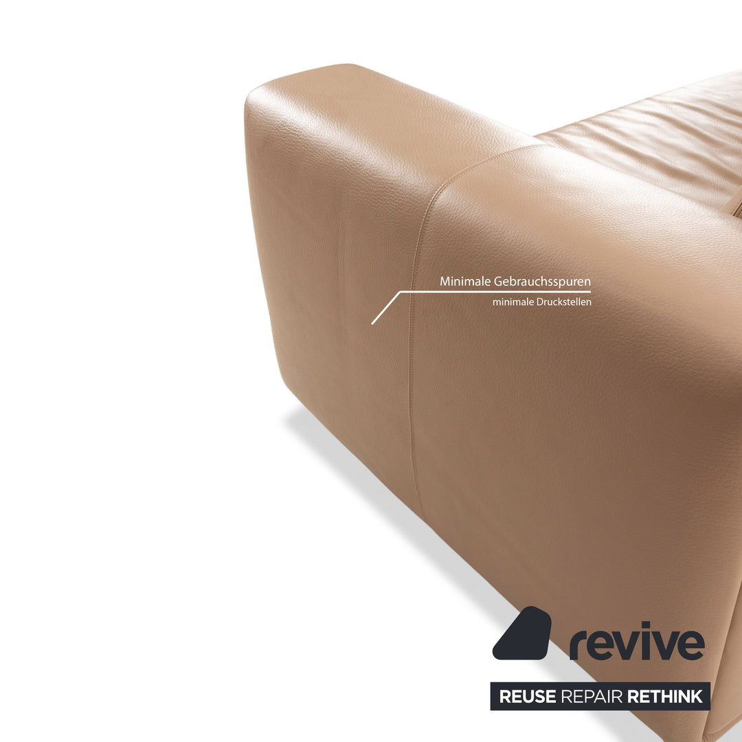 Canapé 3 places en cuir beige crème WK Wohnen