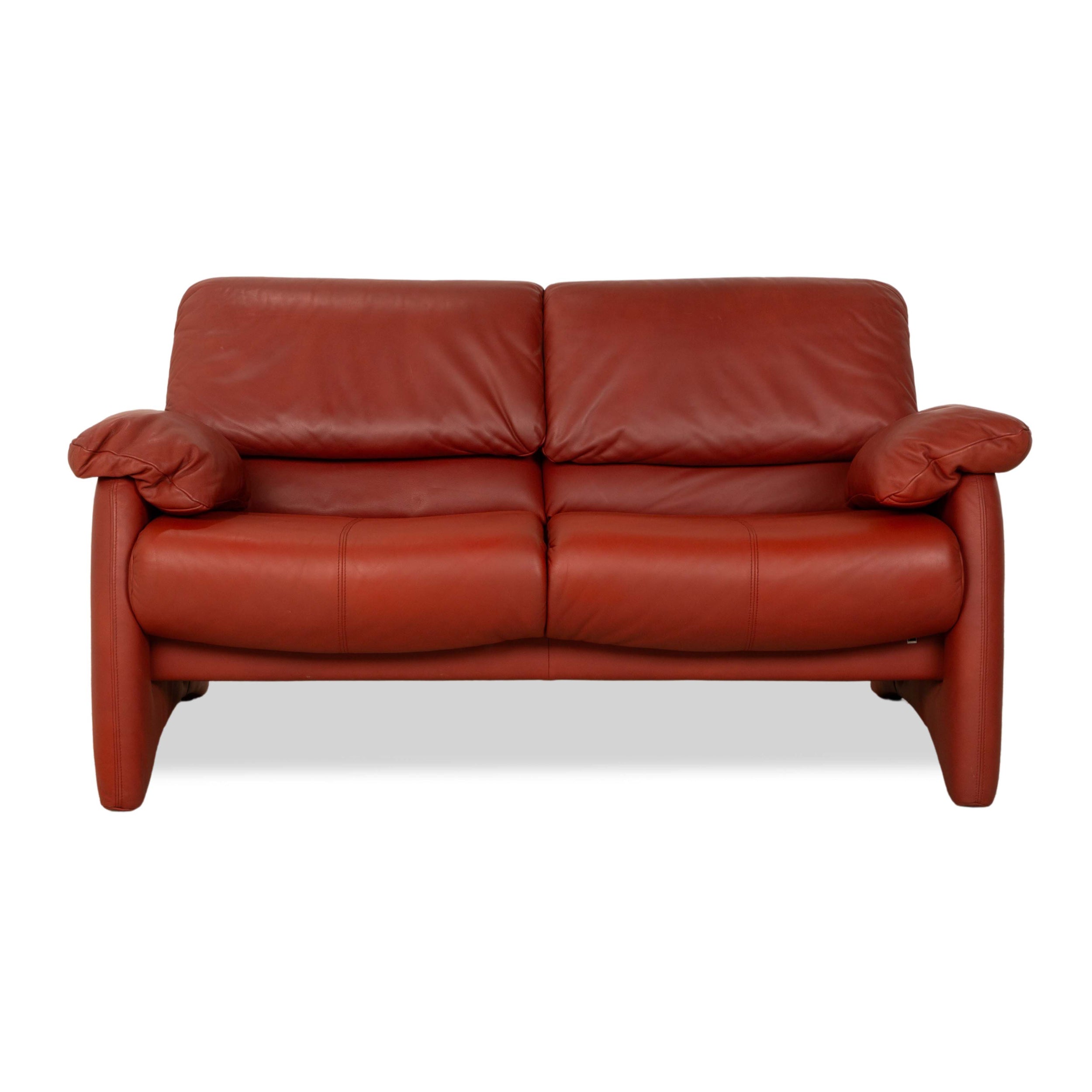 WK Wohnen Leder Zweisitzer Rot Sofa Couch manuelle Funktion