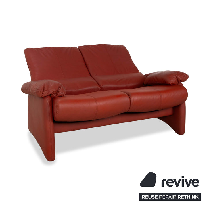 WK Wohnen Leder Zweisitzer Rot Sofa Couch manuelle Funktion