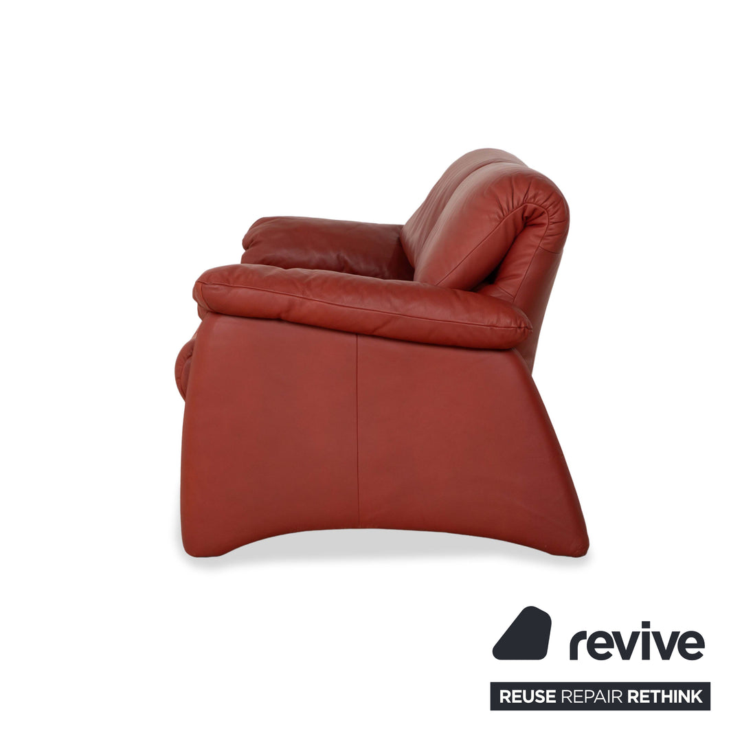 WK Wohnen Leder Zweisitzer Rot Sofa Couch manuelle Funktion