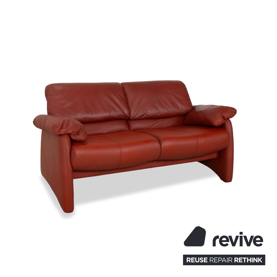 WK Wohnen Leder Zweisitzer Rot Sofa Couch manuelle Funktion