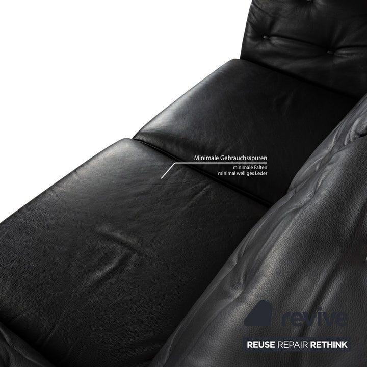 WK Wohnen Leather Two-Seater Black Manual Function