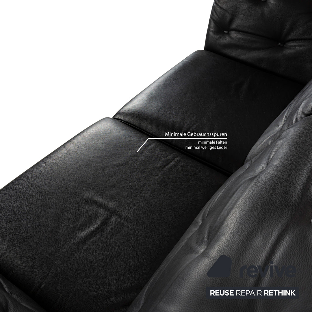 WK Wohnen Fauteuil deux places en cuir noir Fonction manuelle
