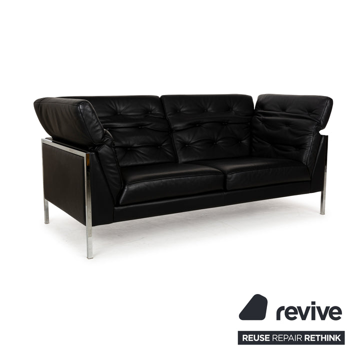 WK Wohnen Fauteuil deux places en cuir noir Fonction manuelle