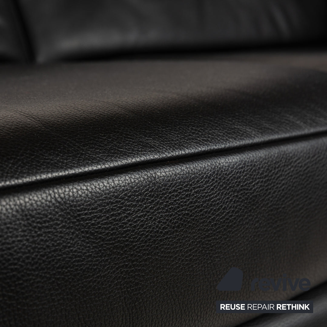 WK Wohnen Fauteuil deux places en cuir noir Fonction manuelle