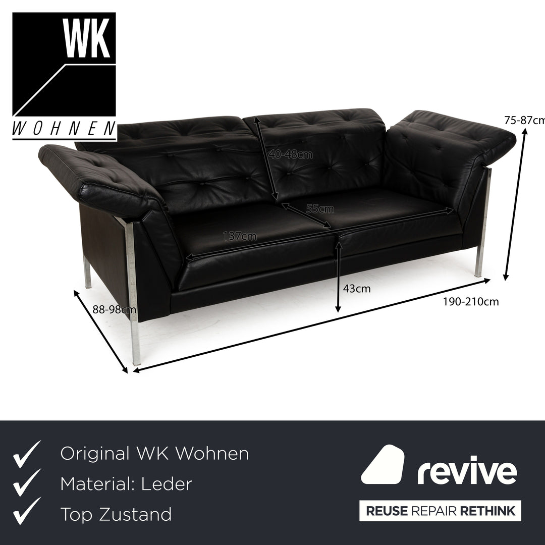 WK Wohnen Fauteuil deux places en cuir noir Fonction manuelle