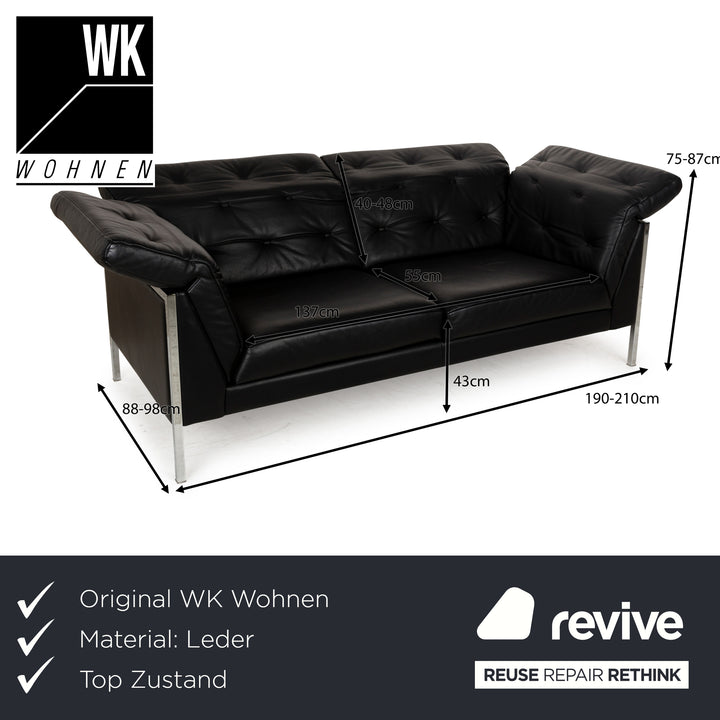 WK Wohnen Fauteuil deux places en cuir noir Fonction manuelle