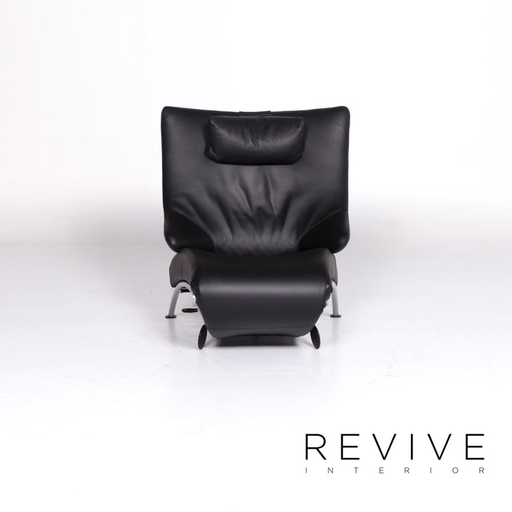 WK Wohnen Solo 699 Designer Leather Armchair Lounger Black Relax #9132