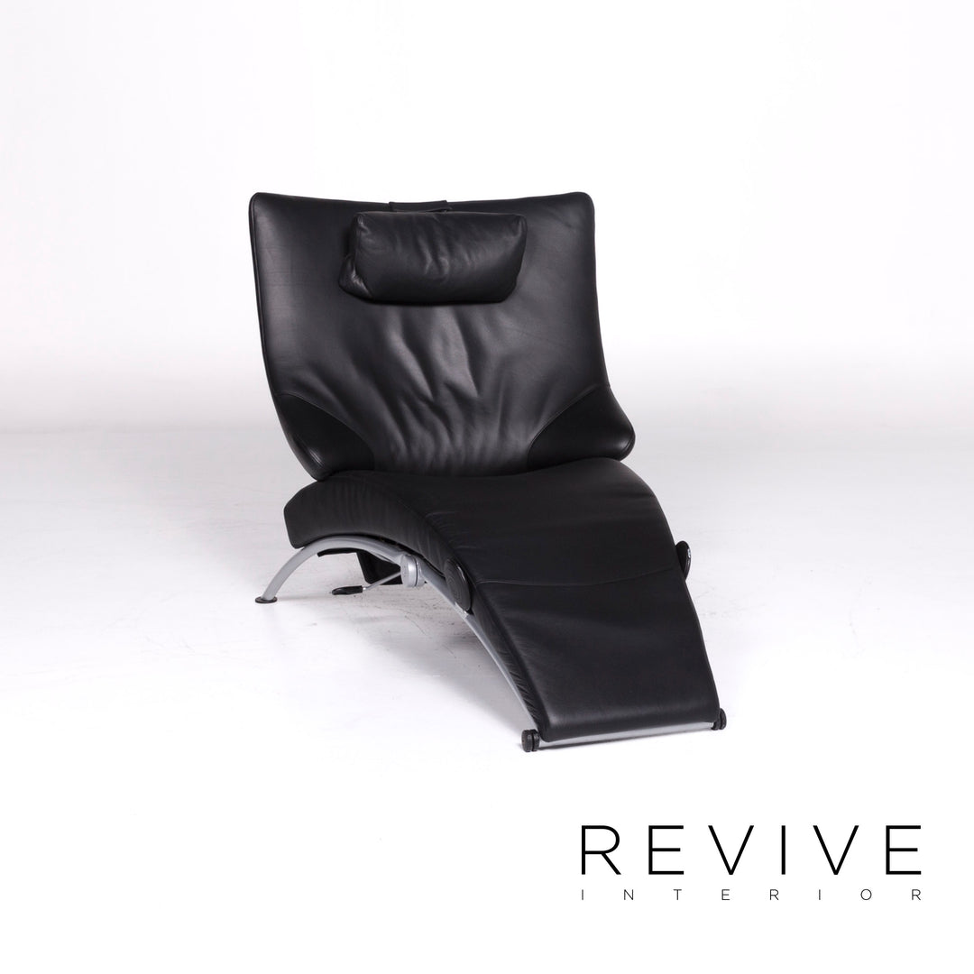 WK Wohnen Solo 699 Designer Leather Armchair Lounger Black Relax #9132