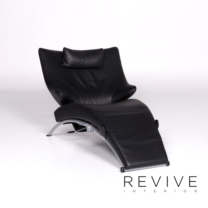 WK Wohnen Solo 699 Designer Leather Armchair Lounger Black Relax #9132