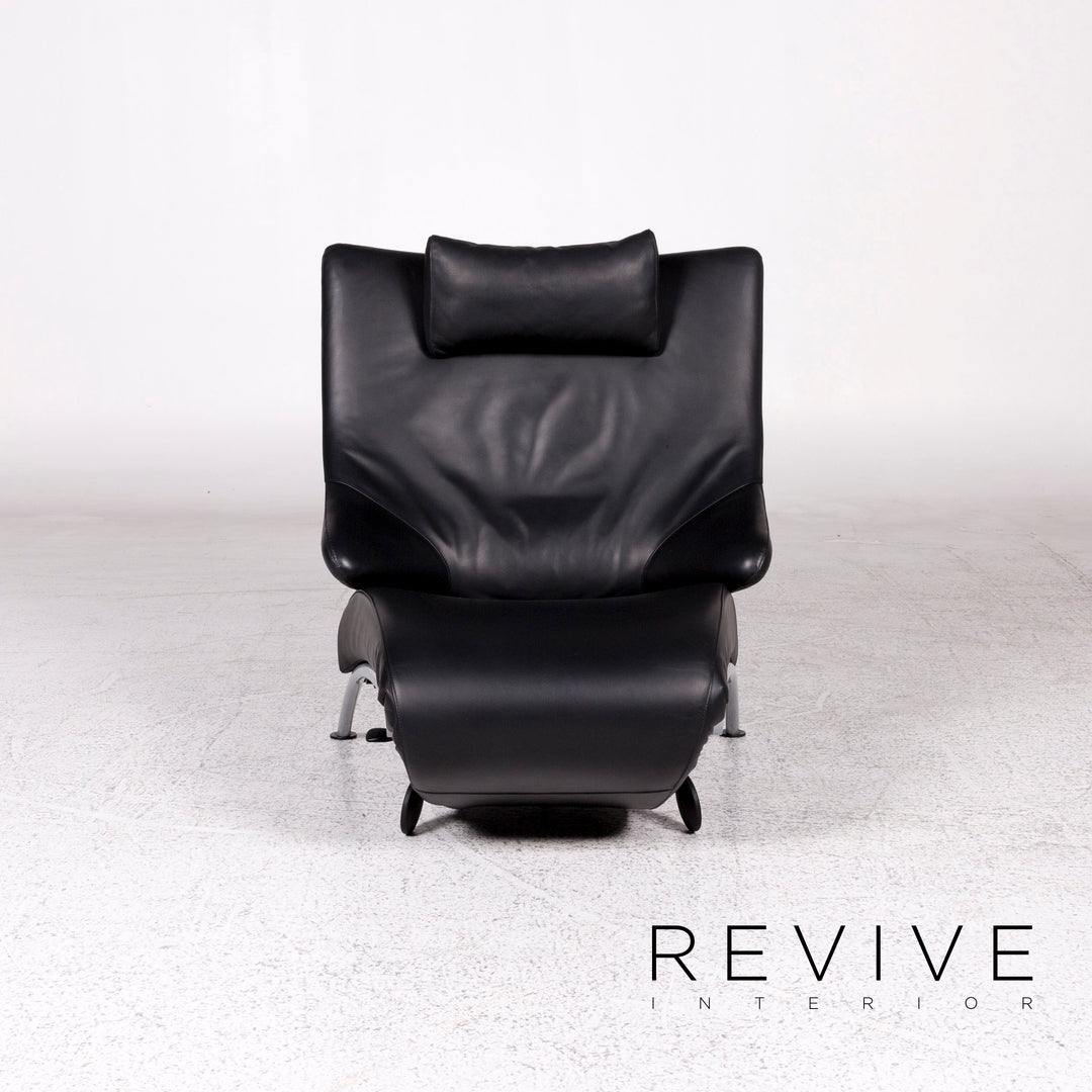 WK Wohnen Solo 699 Leather Armchair Lounger Black Relaxation Function #10143