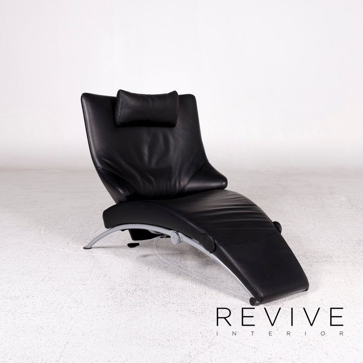 WK Wohnen Solo 699 Leather Armchair Lounger Black Relaxation Function #10143